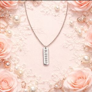 "BLESSED" Tag Necklace on 20" Stainless Steel Chain